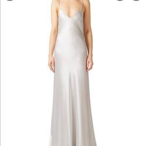 Galvan London Platinum Silk Satin Gown